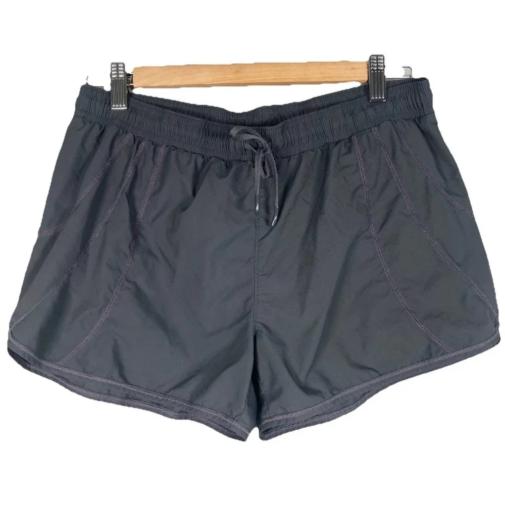 Athleta Record‎ Time Microfiber Athletic Shorts  Gray Women's Size M Dark Gray